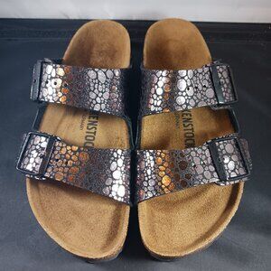 Birkenstock Arizona Birko-Flor Metallic Stones Black sandals US size 7